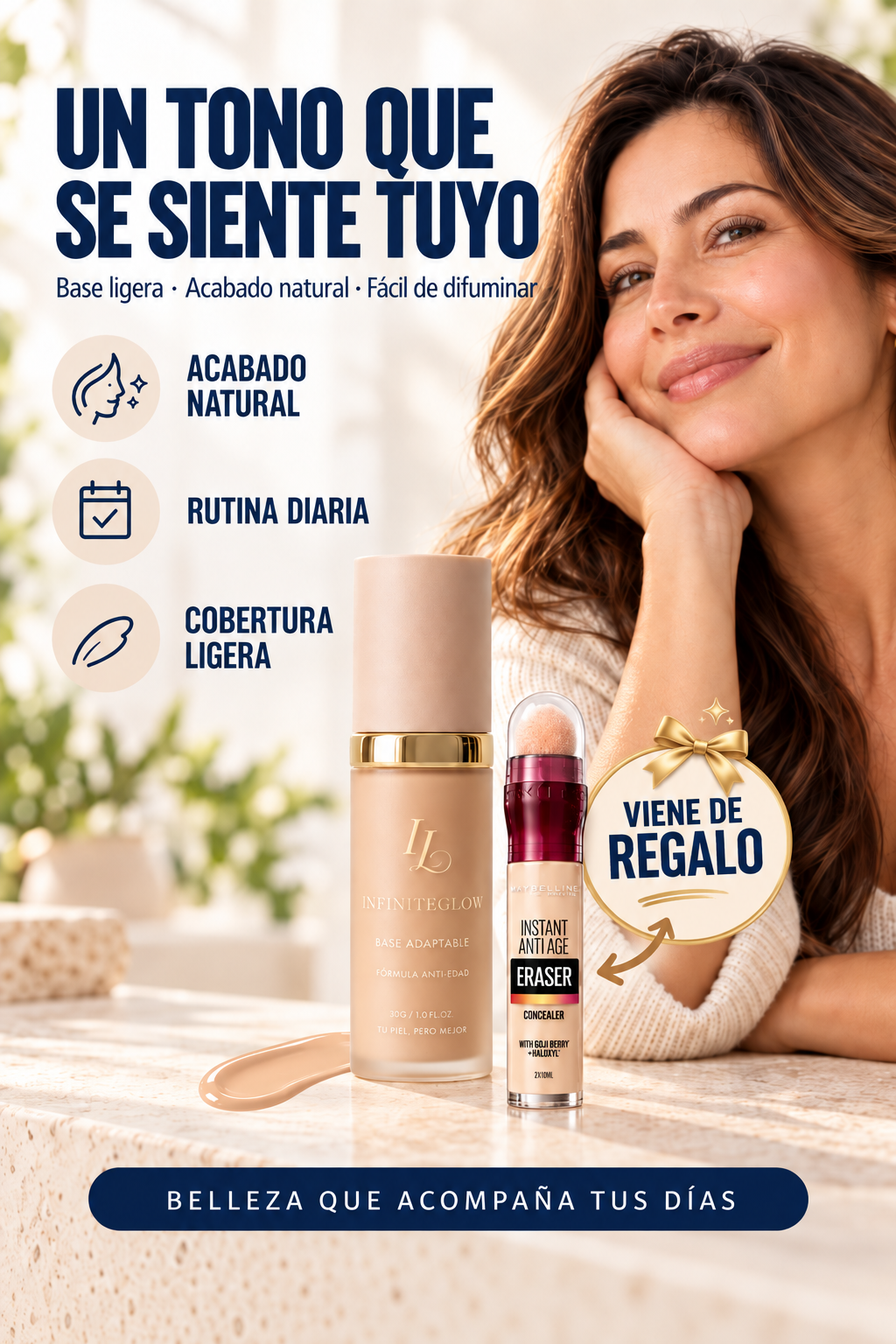 Base de Maquillaje Antiedad – Se Adapta a tu Tono de Piel