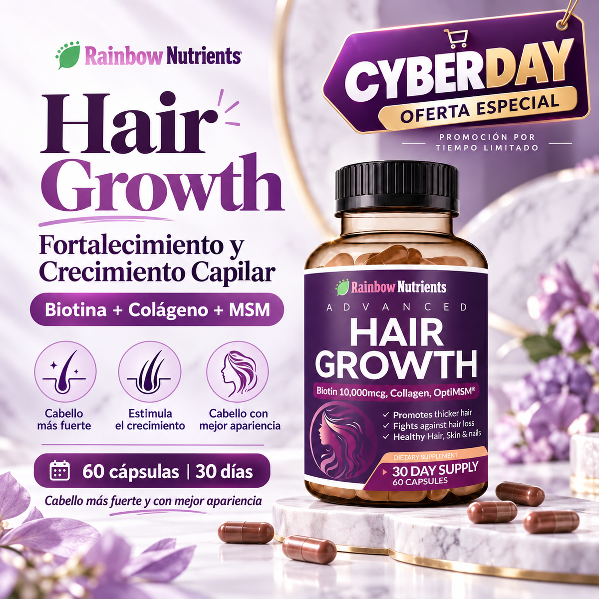 HAIR GROWTH - TRATAMIENTO CAPILAR - NUTRE Y EVITA LA CAIDA DE TU CABELLO